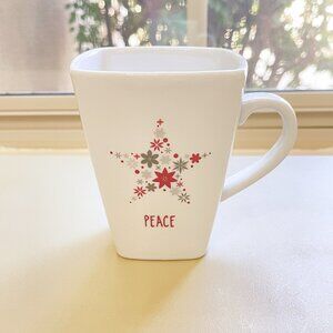 Food Network Mug White Peace Star Christmas Holiday Square Porcelain
